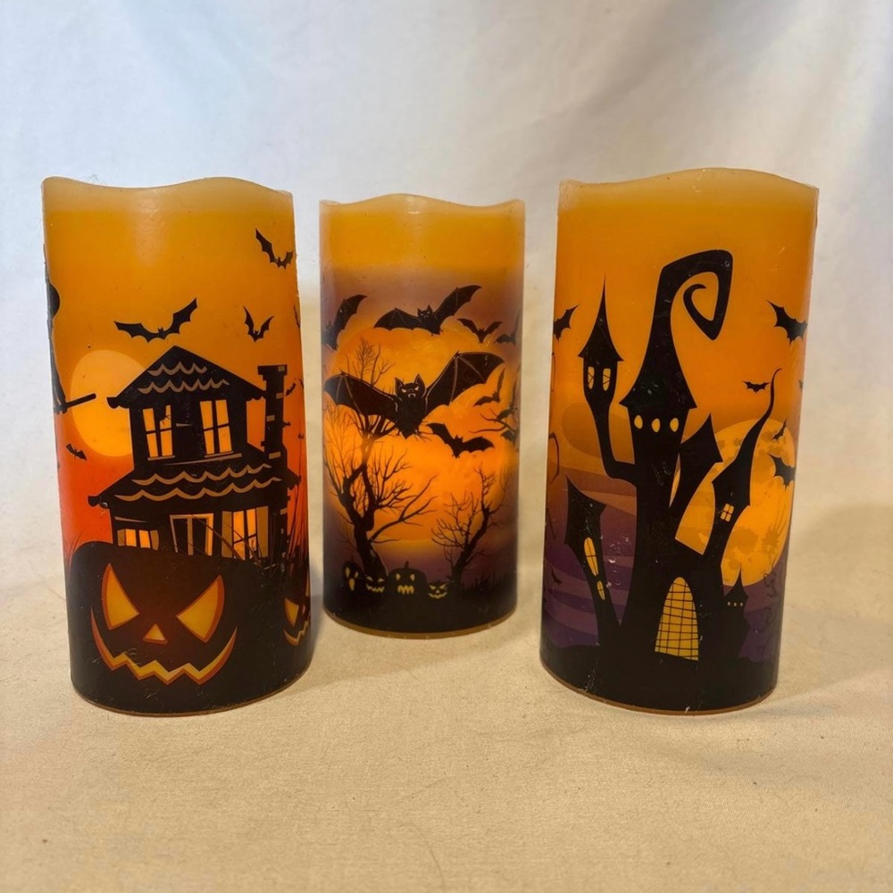 Halloween LED Candles - Spooky Orange Decor